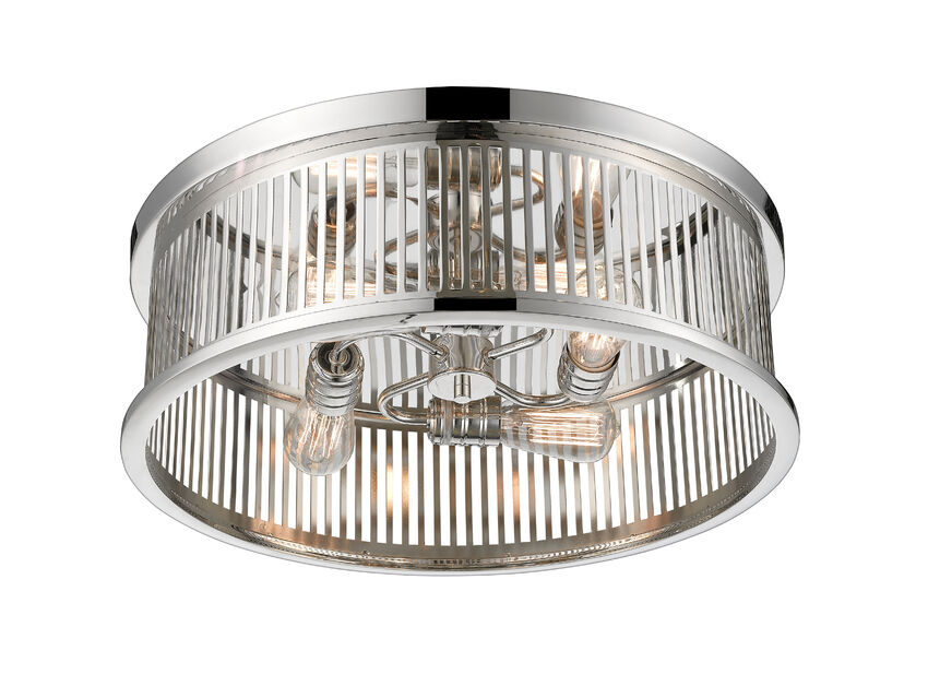 Z-Lite Camellia 20" 4-Light Polished Nickel Steel Flush Mount Lighting