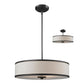 Z-Lite Cameo 20" 3-Light Factory Bronze Pendant Light With Crème Linen Fabric Shade