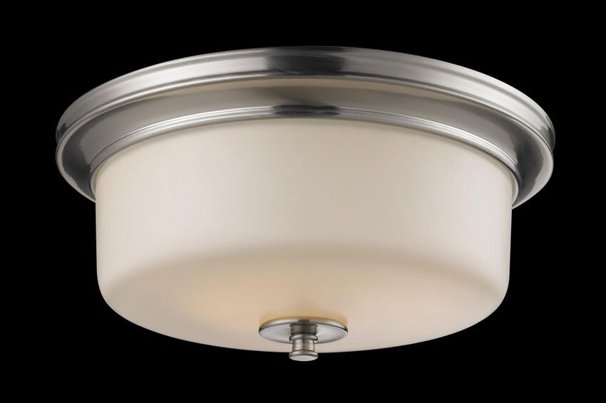 Z-Lite Cannondale 15" 3-Light Brushed Nickel Flush Mount Lighting With Matte Opal Glass Shade