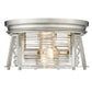 Z-Lite Cape Harbor 12" 2-Light Brushed Nickel Flush Mount Lighting With Clear Glass Shade