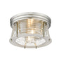 Z-Lite Cape Harbor 12" 2-Light Brushed Nickel Flush Mount Lighting With Clear Glass Shade