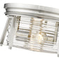 Z-Lite Cape Harbor 12" 2-Light Brushed Nickel Flush Mount Lighting With Clear Glass Shade