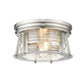 Z-Lite Cape Harbor 12" 2-Light Brushed Nickel Flush Mount Lighting With Clear Glass Shade