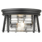 Z-Lite Cape Harbor 12" 2-Light Matte Black Flush Mount Lighting With Clear Glass Shade