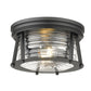 Z-Lite Cape Harbor 12" 2-Light Matte Black Flush Mount Lighting With Clear Glass Shade