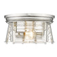 Z-Lite Cape Harbor 12" 2-Light Polished Nickel Flush Mount Lighting With Clear Glass Shade