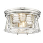 Z-Lite Cape Harbor 12" 2-Light Polished Nickel Flush Mount Lighting With Clear Glass Shade