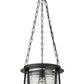 Z-Lite Cape Harbor 13" 1-Light Matte Black Steel and Water Hammered Glass Shade Pendant Light