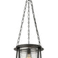 Z-Lite Cape Harbor 13" 1-Light Matte Black Steel and Water Hammered Glass Shade Pendant Light