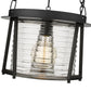 Z-Lite Cape Harbor 13" 1-Light Matte Black Steel and Water Hammered Glass Shade Pendant Light