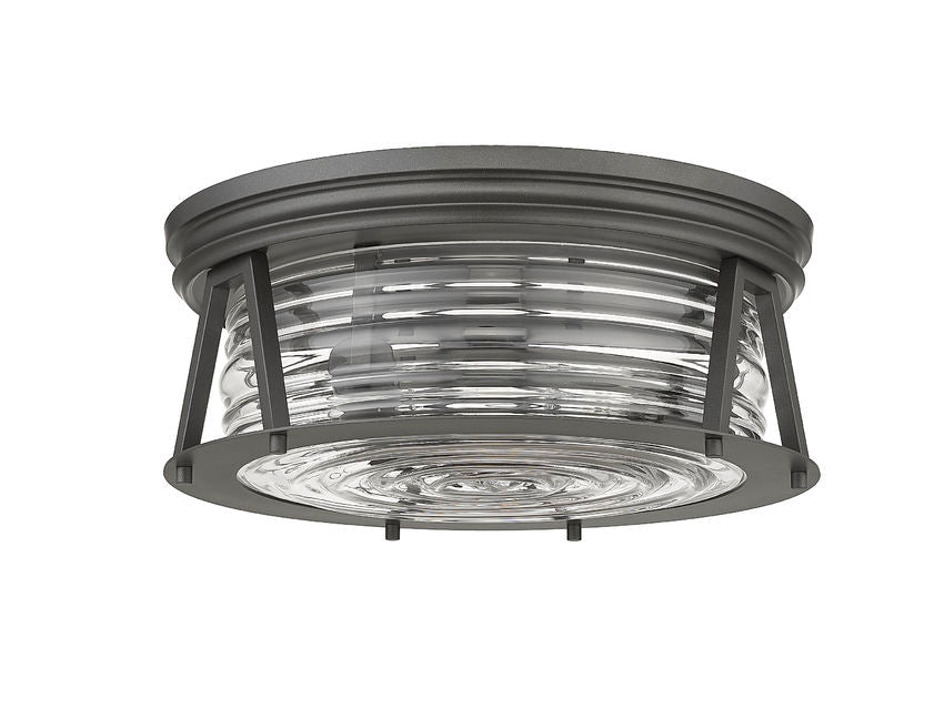 Z-Lite Cape Harbor 16" 3-Light Bronze Flush Mount Lighting With Clear Glass Shade