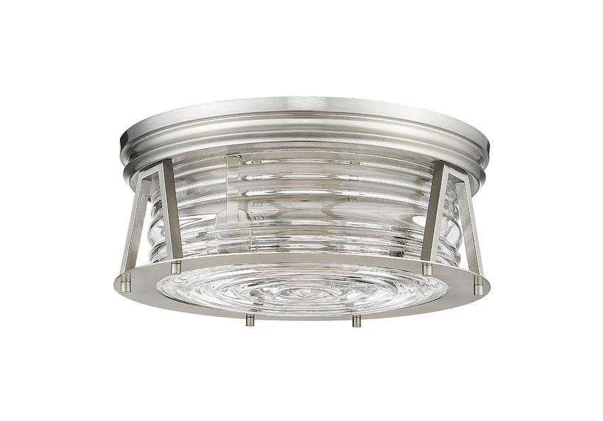 Z-Lite Cape Harbor 16" 3-Light Brushed Nickel Flush Mount Lighting With Clear Glass Shade