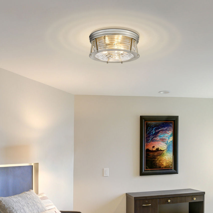 Z-Lite Cape Harbor 16" 3-Light Brushed Nickel Flush Mount Lighting With Clear Glass Shade