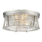 Z-Lite Cape Harbor 16" 3-Light Brushed Nickel Flush Mount Lighting With Clear Glass Shade