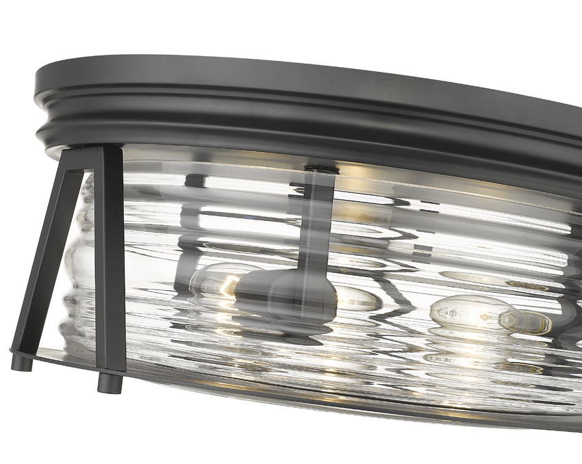 Z-Lite Cape Harbor 16" 3-Light Matte Black Flush Mount Lighting With Clear Glass Shade