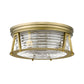 Z-Lite Cape Harbor 16" 3-Light Rubbed Brass Flush Mount Lighting With Clear Glass Shade