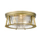 Z-Lite Cape Harbor 16" 3-Light Rubbed Brass Flush Mount Lighting With Clear Glass Shade