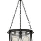 Z-Lite Cape Harbor 18" 3-Light Matte Black Steel and Water Hammered Glass Shade Pendant Light