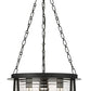 Z-Lite Cape Harbor 18" 3-Light Matte Black Steel and Water Hammered Glass Shade Pendant Light
