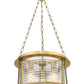 Z-Lite Cape Harbor 18" 3-Light Rubbed Brass Steel and Water Hammered Glass Shade Pendant Light