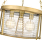 Z-Lite Cape Harbor 18" 3-Light Rubbed Brass Steel and Water Hammered Glass Shade Pendant Light