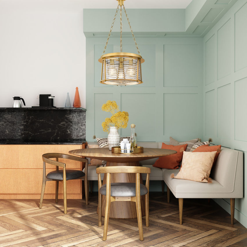 Z-Lite Cape Harbor 18" 3-Light Rubbed Brass Steel and Water Hammered Glass Shade Pendant Light