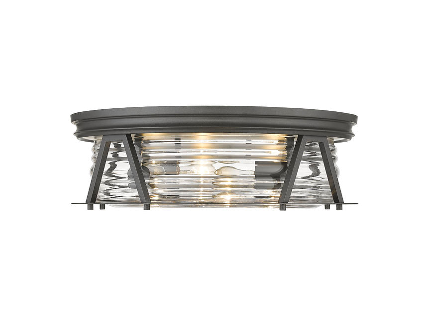 Z-Lite Cape Harbor 20" 4-Light Bronze Flush Mount Lighting With Clear Glass Shade