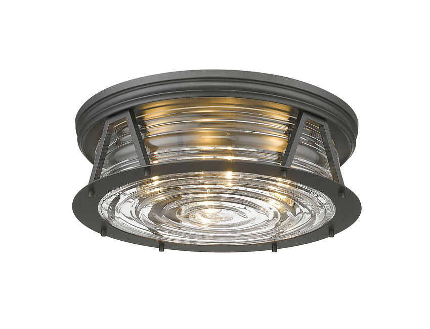 Z-Lite Cape Harbor 20" 4-Light Bronze Flush Mount Lighting With Clear Glass Shade