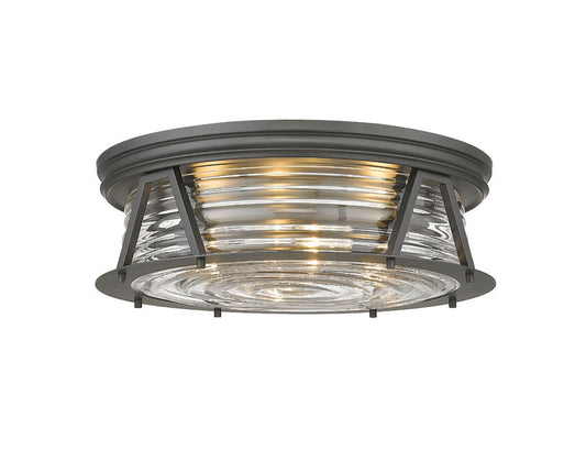 Z-Lite Cape Harbor 20" 4-Light Bronze Flush Mount Lighting With Clear Glass Shade