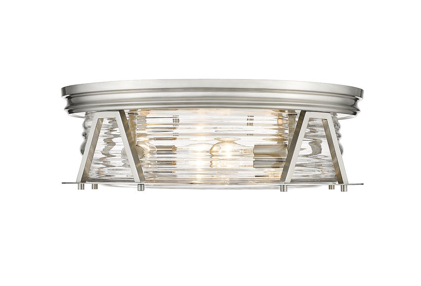 Z-Lite Cape Harbor 20" 4-Light Brushed Nickel Flush Mount Lighting With Clear Glass Shade