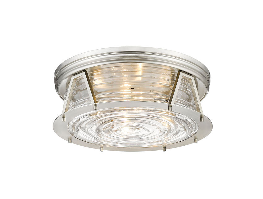 Z-Lite Cape Harbor 20" 4-Light Brushed Nickel Flush Mount Lighting With Clear Glass Shade