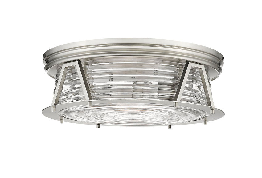 Z-Lite Cape Harbor 20" 4-Light Brushed Nickel Flush Mount Lighting With Clear Glass Shade