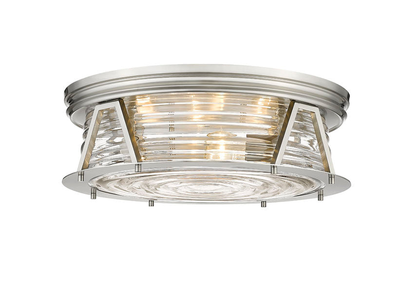 Z-Lite Cape Harbor 20" 4-Light Brushed Nickel Flush Mount Lighting With Clear Glass Shade