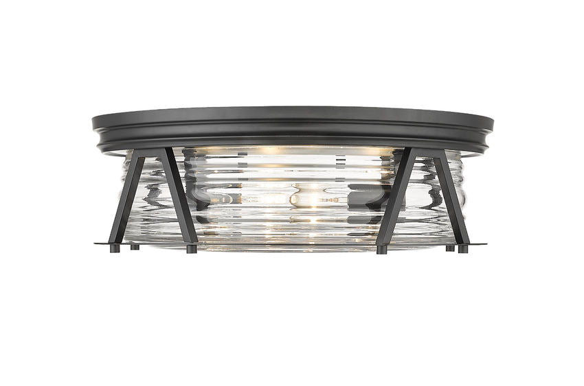 Z-Lite Cape Harbor 20" 4-Light Matte Black Flush Mount Lighting With Clear Glass Shade