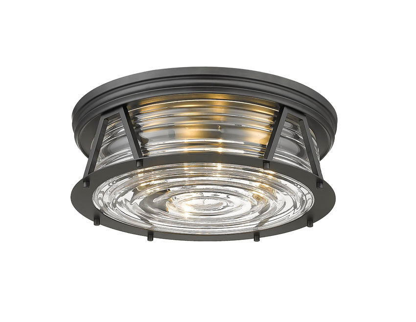 Z-Lite Cape Harbor 20" 4-Light Matte Black Flush Mount Lighting With Clear Glass Shade