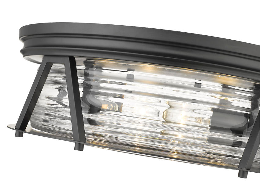 Z-Lite Cape Harbor 20" 4-Light Matte Black Flush Mount Lighting With Clear Glass Shade