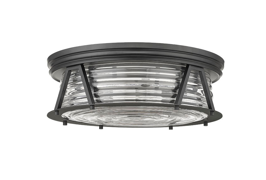 Z-Lite Cape Harbor 20" 4-Light Matte Black Flush Mount Lighting With Clear Glass Shade