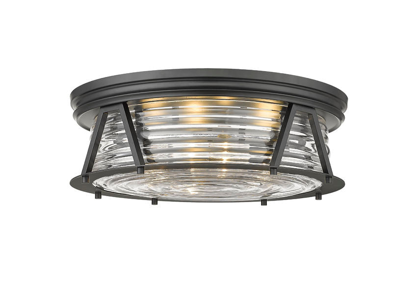 Z-Lite Cape Harbor 20" 4-Light Matte Black Flush Mount Lighting With Clear Glass Shade