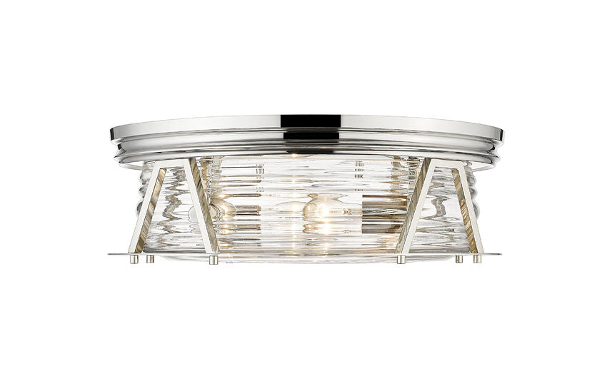 Z-Lite Cape Harbor 20" 4-Light Polished Nickel Flush Mount Lighting With Clear Glass Shade