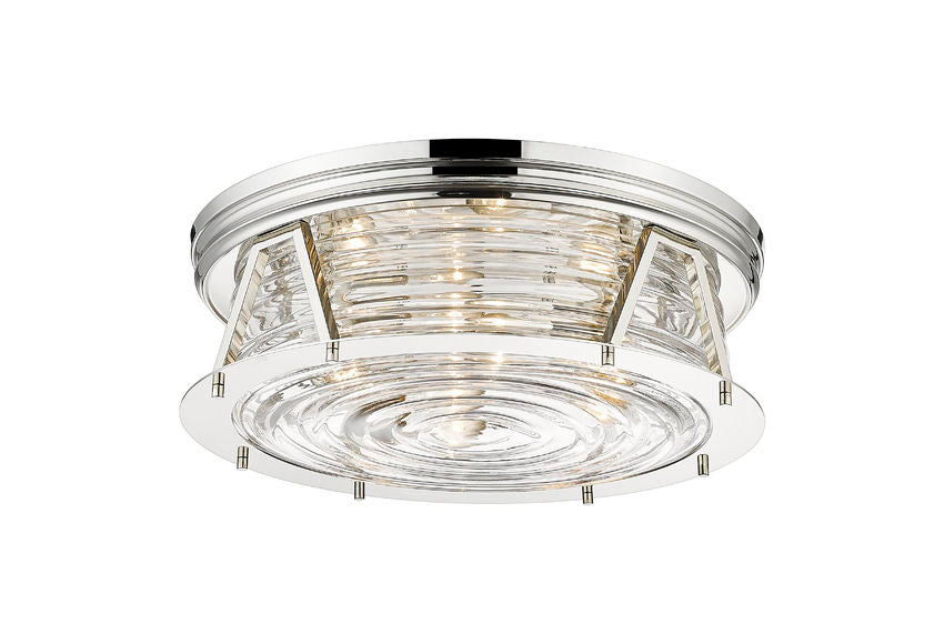 Z-Lite Cape Harbor 20" 4-Light Polished Nickel Flush Mount Lighting With Clear Glass Shade