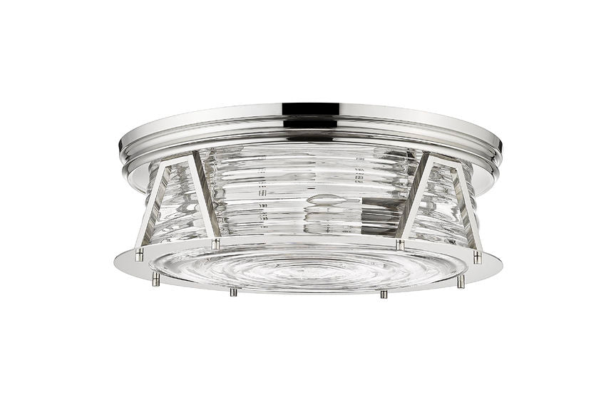 Z-Lite Cape Harbor 20" 4-Light Polished Nickel Flush Mount Lighting With Clear Glass Shade