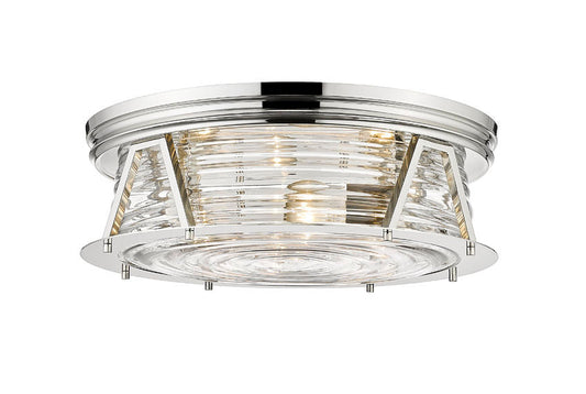 Z-Lite Cape Harbor 20" 4-Light Polished Nickel Flush Mount Lighting With Clear Glass Shade