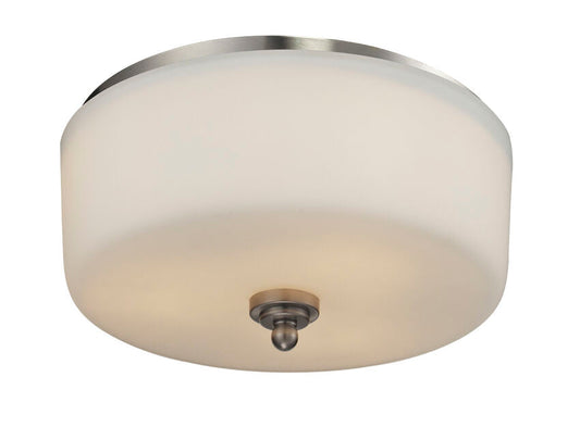 Z-Lite Cardinal 13" 3-Light Brushed Nickel Flush Mount Lighting With Matte Opal Glass Shade