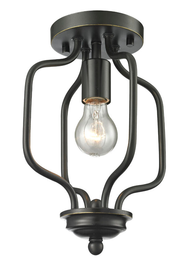 Z-Lite Cardinal 8" 1-Light Olde Bronze Steel Flush Mount Lighting