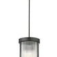 Z-Lite Carnaby 10" 3-Light Matte Black Steel and Clear Ribbed Glass Shade Pendant Light