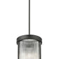 Z-Lite Carnaby 10" 3-Light Matte Black Steel and Clear Ribbed Glass Shade Pendant Light