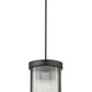 Z-Lite Carnaby 10" 3-Light Matte Black Steel and Clear Ribbed Glass Shade Pendant Light