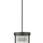 Z-Lite Carnaby 10" 3-Light Matte Black Steel and Clear Ribbed Glass Shade Pendant Light