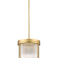 Z-Lite Carnaby 10" 3-Light Modern Gold Steel and Clear Ribbed Glass Shade Pendant Light
