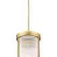 Z-Lite Carnaby 10" 3-Light Modern Gold Steel and Clear Ribbed Glass Shade Pendant Light